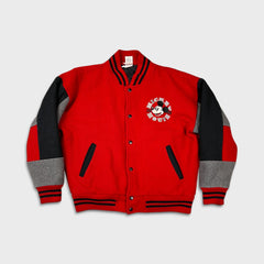 Vintage 90s Disney Mickey Mouse Jacket Mens Medium Red Varsity Letterman