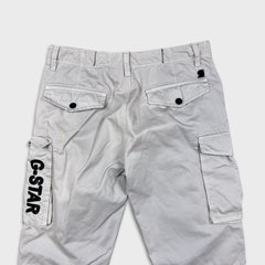 G-Star Raw Pants Mens 32x34 White Straight Fit Casual Utility Cargo Trousers