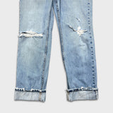 Vintage 90s Levis 505 Jeans Womens 30x29 USA Straight Leg Low Rise Distressed Denim Pants