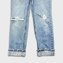 Vintage 90s Levis 505 Jeans Womens 30x29 USA Straight Leg Low Rise Distressed Denim Pants