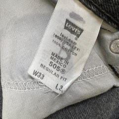 Vintage Y2K Levi's 505 Jeans Mens 33x32 Black Regular Fit Straight Leg Dark Wash Faded Denim Pants