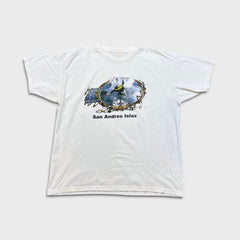 Vintage Y2K Surf T Shirt Mens Large White San Andres Islas Colombia Graphic Tee
