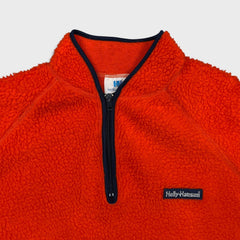 Vintage 80s Helly Hansen Fleece Mens Medium Orange 1/4 Zip Fiberpile Jacket