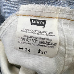 Vintage 90s Levi's 506 Jeans Mens 34x30 Blue Comfort Relaxed Straight Light Wash Denim Pants