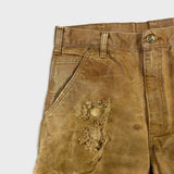 Carhartt Pants Mens 34x32 Beige Carpenter Thrashed Workwear Hammer Loop Canvas