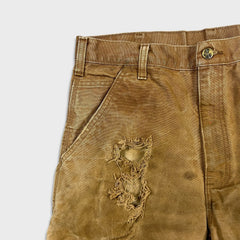 Carhartt Pants Mens 34x32 Beige Carpenter Thrashed Workwear Hammer Loop Canvas