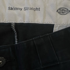 Dickies Pants Mens 34x28 Black Skinny Straight Workwear Casual Chino Trousers