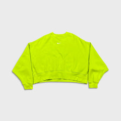 Nike Sportswear Sweatshirt Womens Medium Green Swoosh Cropped Pullover Crewneck