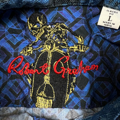 Robert Graham Shirt Mens Large Blue Geometric Classic Long Sleeve Button Up