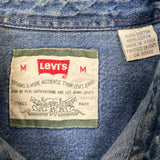 Vintage 90s Levi's Denim Shirt Mens Medium Blue Double Pocket Sleeveless Button Up Vest