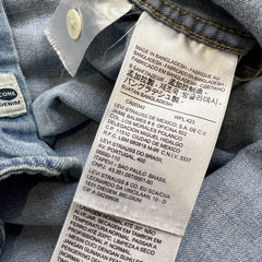 Levi's Barstow Western Denim Shirt Mens Medium Blue Light Wash Western Pearl Snap