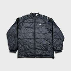 Adidas Clima Proof Jacket Mens Large Black Puffer Full Zip Spell Out Coat