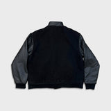 Vintage Y2K Blank Jacket Mens Small Black Leather Varsity Letterman Bomber