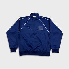 Vintage 90s Fila Sweatshirt Mens Small Blue Japanese 1/4 Zip Tracksuit Top