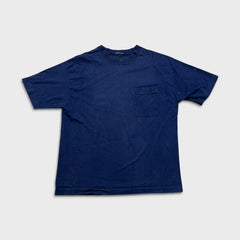 Vintage 90s Blank Pocket T Shirt Mens Large Blue Single Stitched Heavy Faded Tee