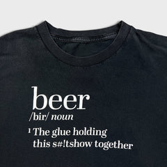 Vintage Y2K Beer Definition T Shirt Mens Large Black Funny Graphic Short Sleeve Tee