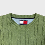 Vintage 90s Tommy Hilfiger Sweatshirt Mens Medium Green Lion Crest Knit Crewneck