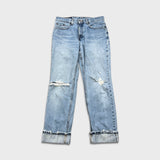 Vintage 90s Levis 505 Jeans Womens 30x29 USA Straight Leg Low Rise Distressed Denim Pants