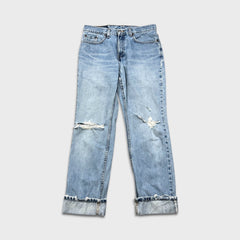 Vintage 90s Levis 505 Jeans Womens 30x29 USA Straight Leg Low Rise Distressed Denim Pants