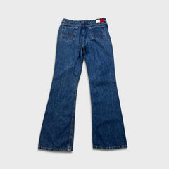 Vintage 90s Tommy Hilfiger Jeans Womens 28x32 Blue Straight Flare Leg Medium Wash Denim Pants
