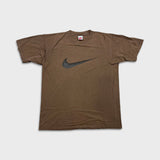 Vintage 90s Nike Sportswear T Shirt Mens Large Brown Big Swoosh Faded Tee