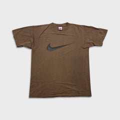 Vintage 90s Nike Sportswear T Shirt Mens Large Brown Big Swoosh Faded Tee