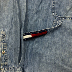 Vintage 90s Tommy Hilfiger Denim Shirt Mens Large Blue Tommy Jeans Button Up