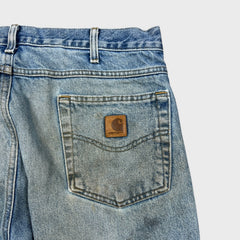 Carhartt B18 STW Jeans Mens 35x32 Traditional Fit Taper Faded Distress Workwear Pants