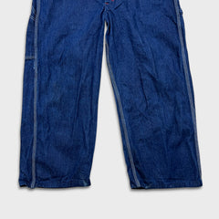 Dickies Overalls Mens 42x28 Blue Bib Medium Wash Hammer Loop Workwear Denim