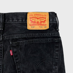 Levi's 516 Jeans Mens 32x30 Black Slim Straight Leg Dark Wash Faded Denim Pants