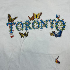 Vintage 2000 Toronto Canada Butterflies T Shirt Mens Large White Animal Graphic Tee