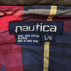 Vintage 90s Nautica Jacket Mens Large Beige Full Zip Outdoor Bomber Coat