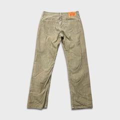 Levi's 514 Pants Mens 32x30 Beige Straight Fit Stretch Corduroy Casual