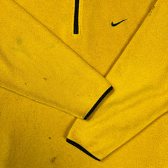 Vintage Y2K Nike Sportswear Fleece Mens XL Yellow Swoosh 1/4 Zip USA Pullover Jacket
