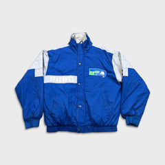 Vintage 90s Logo 7 Seattle Seahawks Jacket Mens Large Blue NFL Football Bomber