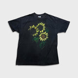 Vintage 90s Sun Flower T Shirt Mens XL Black USA Painted Faded Single Stitch Tee