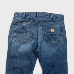 Carhartt Jeans Mens 33x29 Blue Straight Fit Faded Medium Wash Workwear Denim Pants