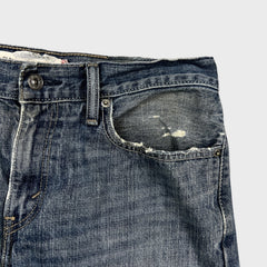 Vintage Y2K Levi's 514 Jeans Mens 32x30 Blue Slim Straight Fit Distressed Dark Wash Faded Pants