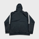 Adidas Hoodie Mens XL Black 3 Stripes Spell Out Pullover Hooded Sweater