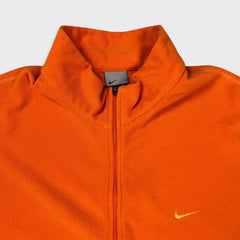 Vintage Y2K Nike Sportswear Fleece Mens Medium Orange Swoosh 1/4 Zip Pullover Jacket