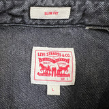 Levi's Barstow Denim Shirt Mens Large Black Dark Wash Slim Fit Western Pearl Snap
