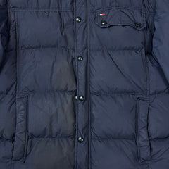 Vintage 90s Tommy Hilfiger Jacket Mens XL Blue Tommy Flag Full Zip Puffer Down Bomber