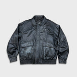 Vintage 90s Sears Leather Jacket Mens XL Black Full Zip Flight A-2 G-1 Bomber