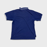 Vintage Adidas 90s Polo Shirt Mens Large Blue 3 Stripes 1/4 Zip Faded Spell Out
