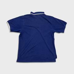 Vintage Adidas 90s Polo Shirt Mens Large Blue 3 Stripes 1/4 Zip Faded Spell Out