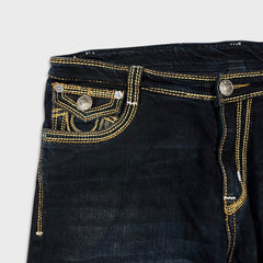Vintage Y2K True Religion Jeans Mens 36x30 Big T World Tour Dark Wash Flap Pocket Denim Pants