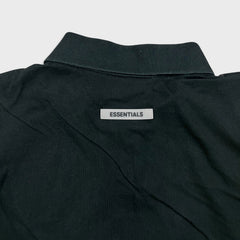 Fear of God Essentials Polo Shirt Mens Large Black Boxy Faded Wash Short Sleeve