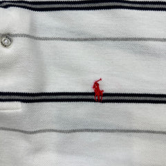 Vintage 90s Polo Ralph Lauren Shirt Mens Large White Pony Striped Short Sleeve