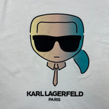 Karl Lagerfeld Paris T Shirt Mens XL White Ikonik Avatar Logo Distressed Tee