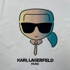 Karl Lagerfeld Paris T Shirt Mens XL White Ikonik Avatar Logo Distressed Tee
